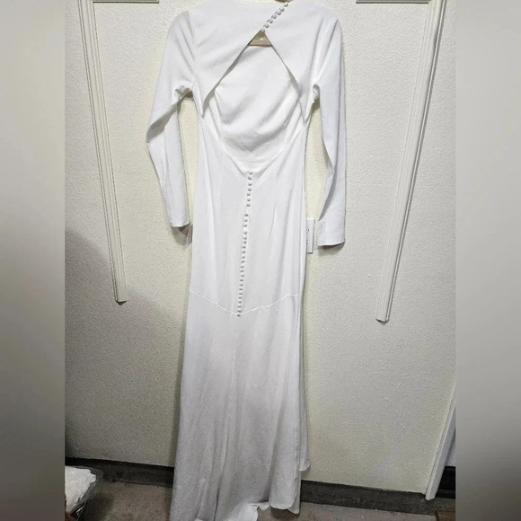 Lulus Eloquent Endearment White Long Sleeve Backless Maxi Dress Wedding Bride - Picture 11 of 12